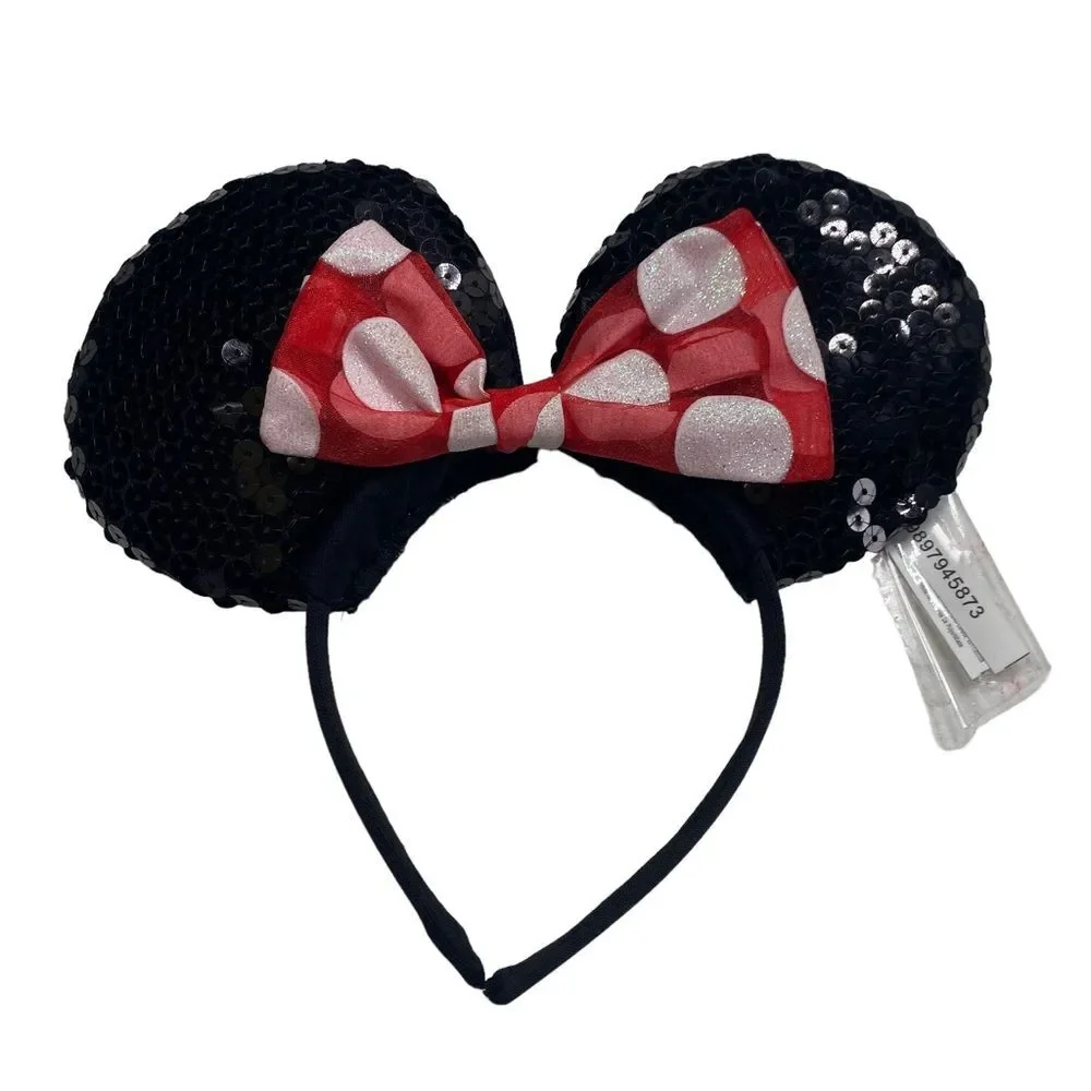 Disney Minnie Mouse Polka Dot Dress and Matching Sequined Mouse Ears L (10-12)